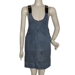 SPEED CONTROL Denim Jumper/Skirt-all, S, Shoulder buckles, Pockets, Vinyl straps